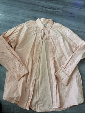 Old Navy Light Peach Striped Button-Up Dress Shirt
